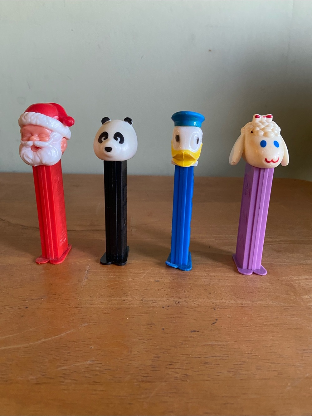 Vintage rare 1970s PEZ dispensers - Red Santa,  Panda, Donald Duck, Purple Lamb